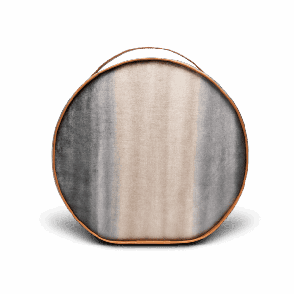 Round suede purse with copper rim